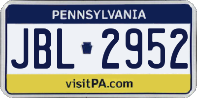 PA license plate JBL2952