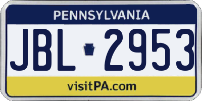 PA license plate JBL2953