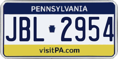 PA license plate JBL2954