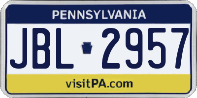 PA license plate JBL2957