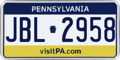 PA license plate JBL2958