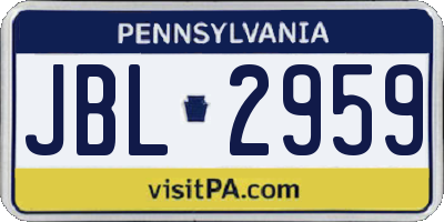 PA license plate JBL2959