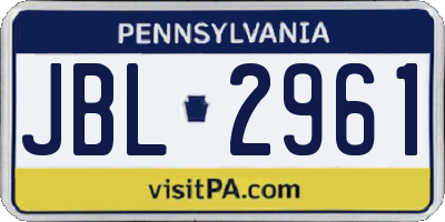 PA license plate JBL2961