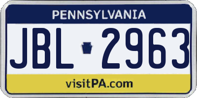 PA license plate JBL2963