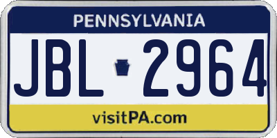 PA license plate JBL2964