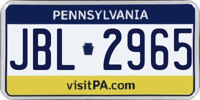PA license plate JBL2965