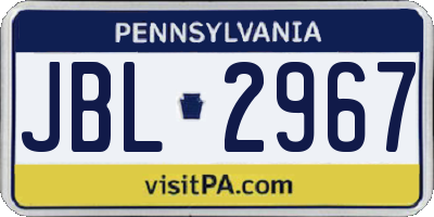 PA license plate JBL2967