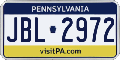 PA license plate JBL2972