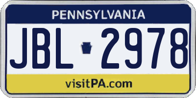 PA license plate JBL2978