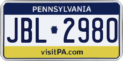 PA license plate JBL2980