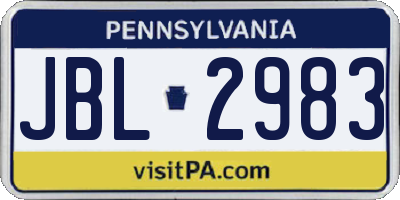 PA license plate JBL2983