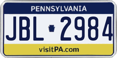 PA license plate JBL2984