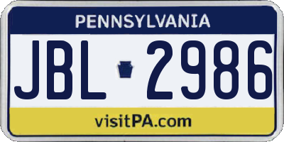 PA license plate JBL2986