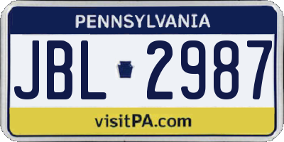 PA license plate JBL2987