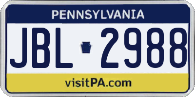 PA license plate JBL2988