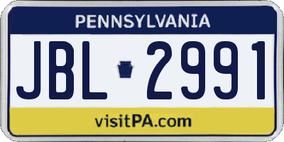 PA license plate JBL2991