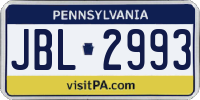 PA license plate JBL2993