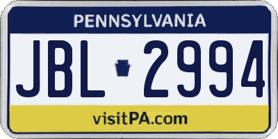 PA license plate JBL2994