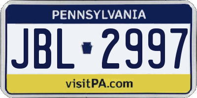 PA license plate JBL2997