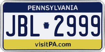 PA license plate JBL2999