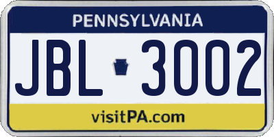 PA license plate JBL3002