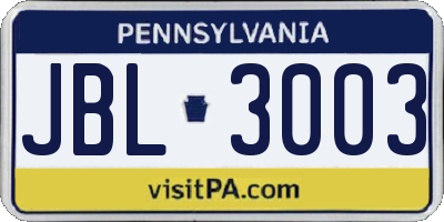 PA license plate JBL3003