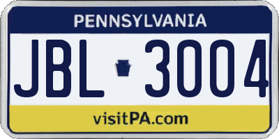 PA license plate JBL3004