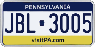 PA license plate JBL3005