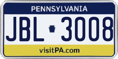 PA license plate JBL3008