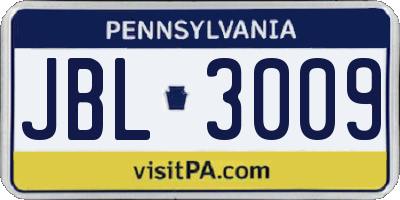 PA license plate JBL3009