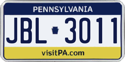 PA license plate JBL3011