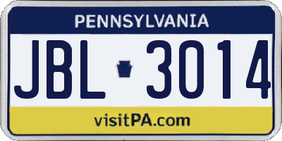 PA license plate JBL3014