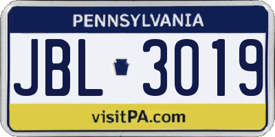 PA license plate JBL3019