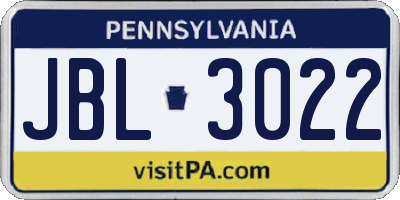 PA license plate JBL3022