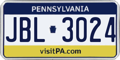 PA license plate JBL3024