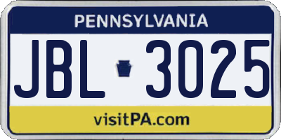 PA license plate JBL3025