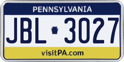 PA license plate JBL3027