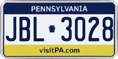 PA license plate JBL3028