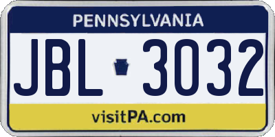 PA license plate JBL3032