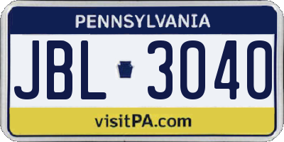 PA license plate JBL3040