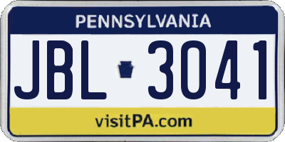 PA license plate JBL3041