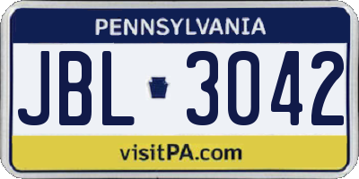 PA license plate JBL3042