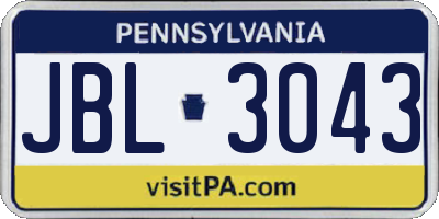 PA license plate JBL3043