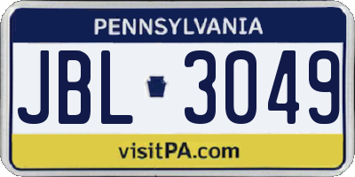 PA license plate JBL3049