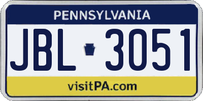 PA license plate JBL3051