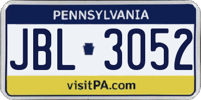 PA license plate JBL3052