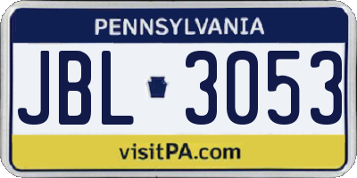 PA license plate JBL3053