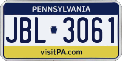 PA license plate JBL3061