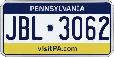 PA license plate JBL3062