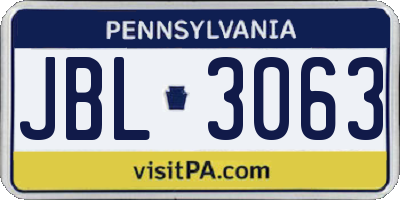 PA license plate JBL3063